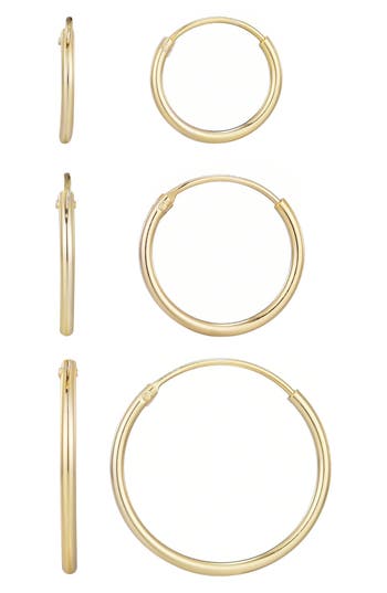 Adornia Fine Set Of 3 Assorted Hoop Earrings