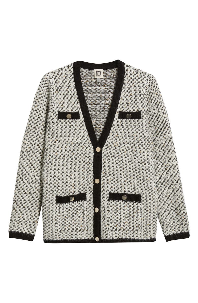 Anne Klein Contrast Trim Tweed Cardigan, Alternate, color, Alabaster Multi