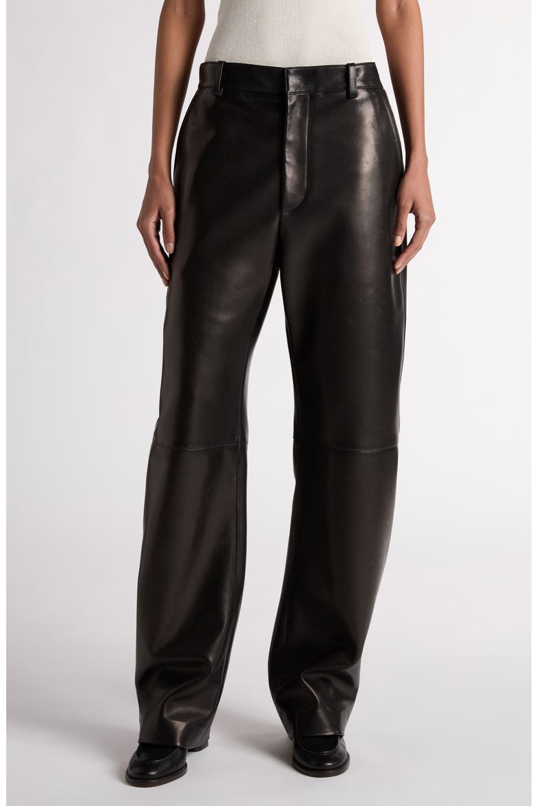 Rounded Leg Lambskin Leather Pants, Main, color, 1000 BLACK