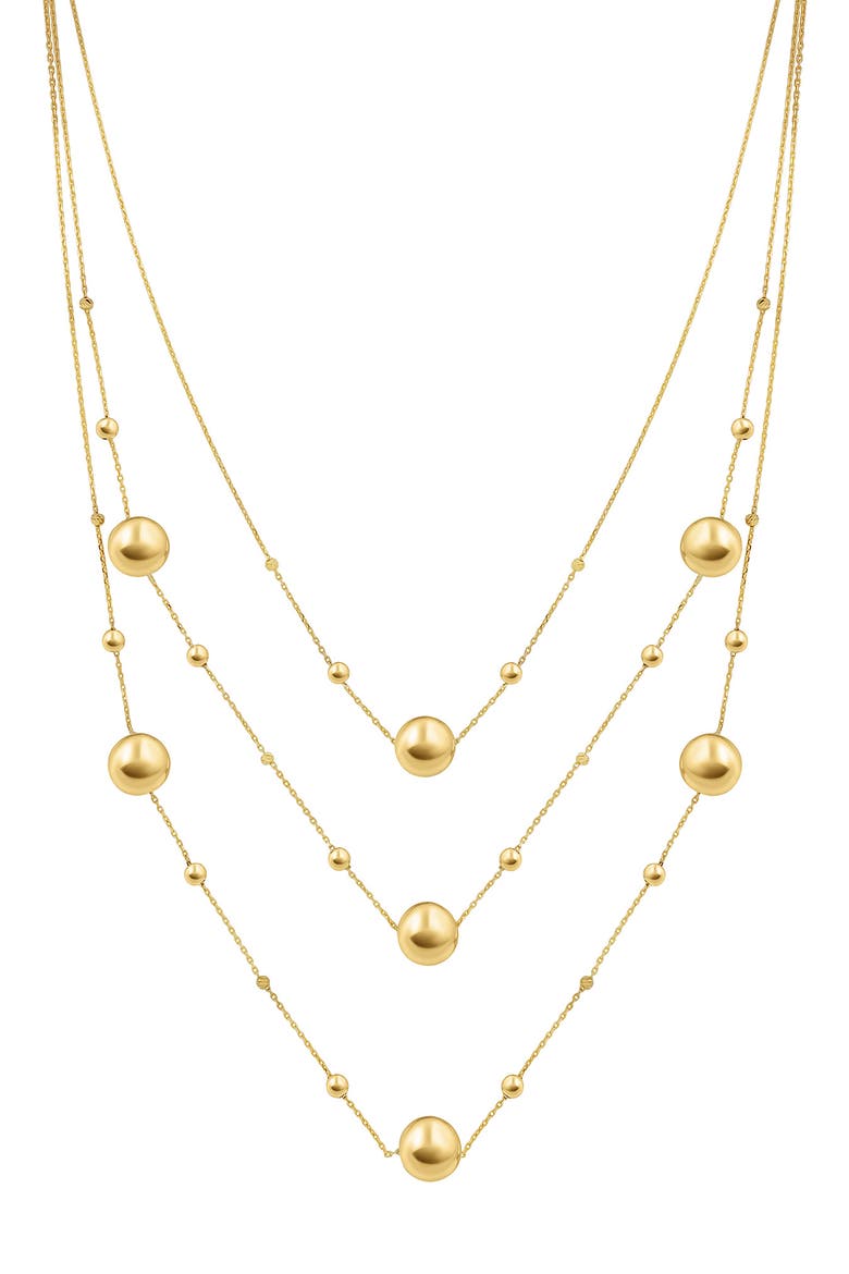 14K Gold Beaded Station Chain Layered Necklace (Nordstrom Exclusive), Main, color, 14K YELLOW GOLD