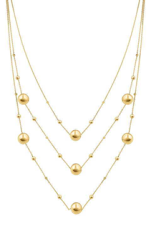 14K Gold Beaded Station Chain Layered Necklace (Nordstrom Exclusive)