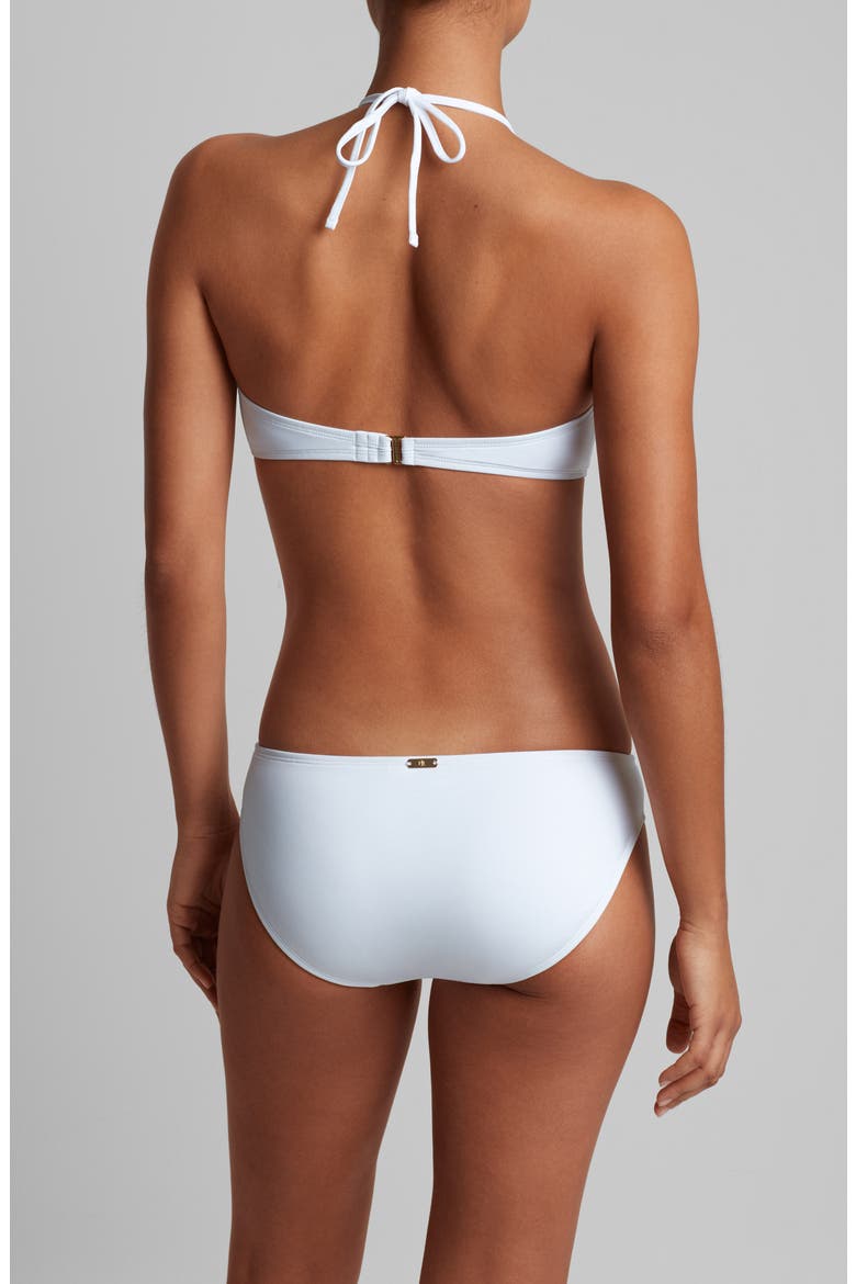Shirred V-Wire Bikini Top, Alternate, color, WHITE