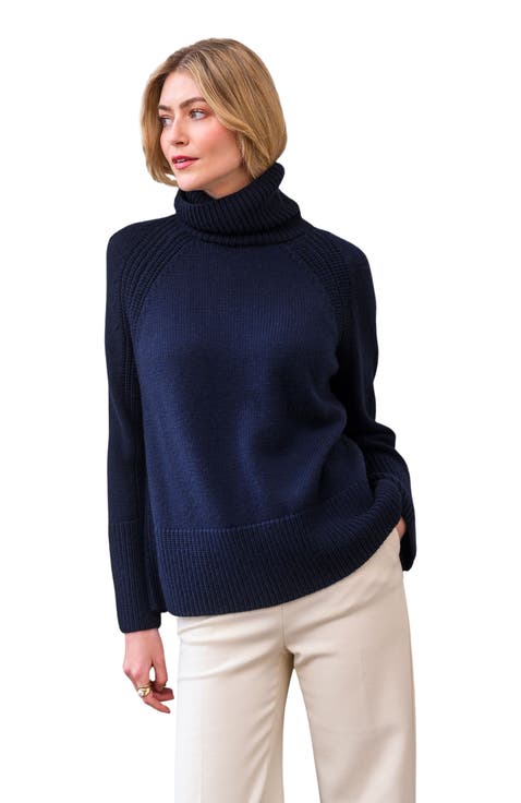 Merino Rib Detail Turtleneck Sweater