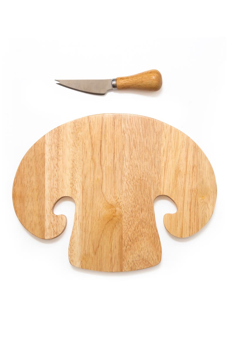 Mushroom Cutting Board & Knife Set, Main, color, BROWN