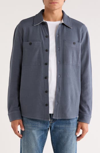 Vince Pique Shirt Jacket In Blue