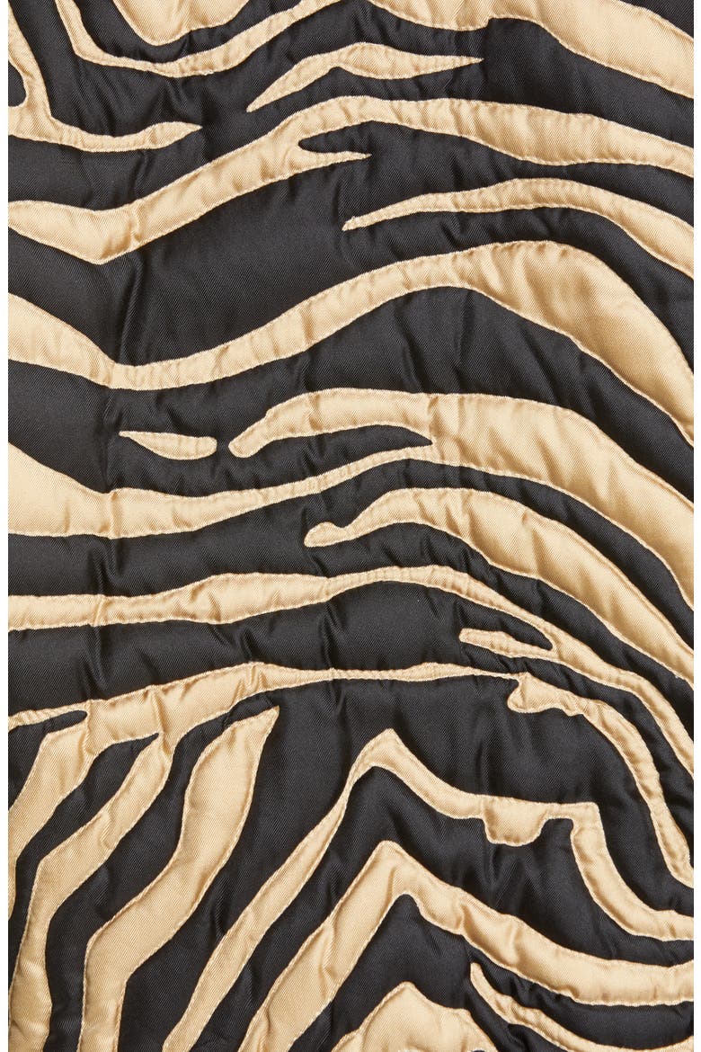 Abricot Zebra Stripe Quilted Silk Bomber Jacket, Alternate, color, PRINT