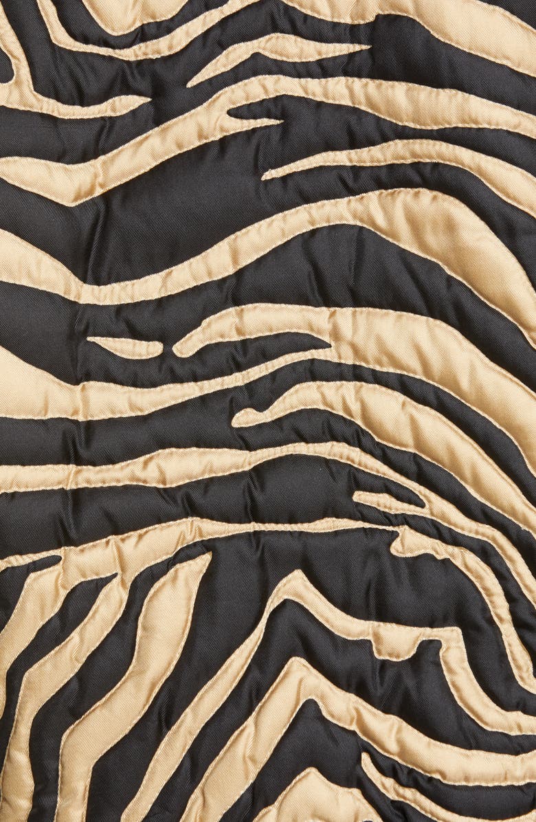 Moncler Abricot Zebra Stripe Quilted Silk Bomber Jacket, Alternate, color, 