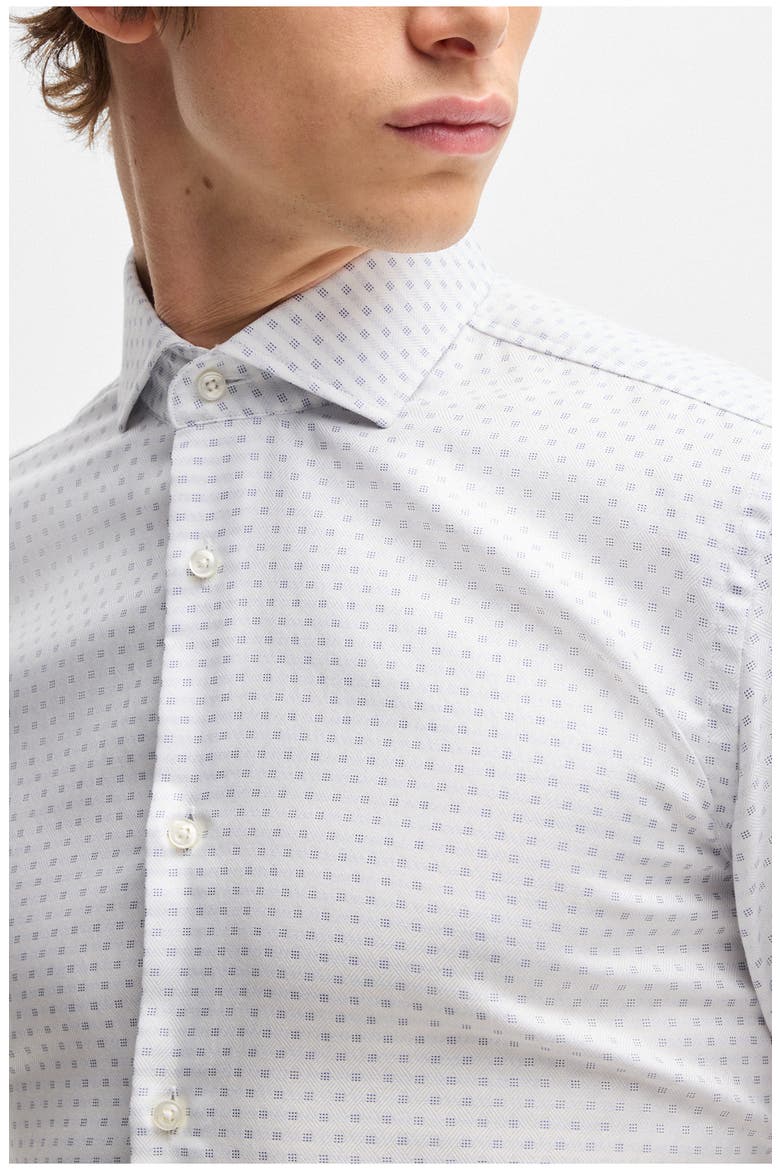 Hank Slim Fit Neat Cotton Dobby Dress Shirt, Alternate, color, WHITE