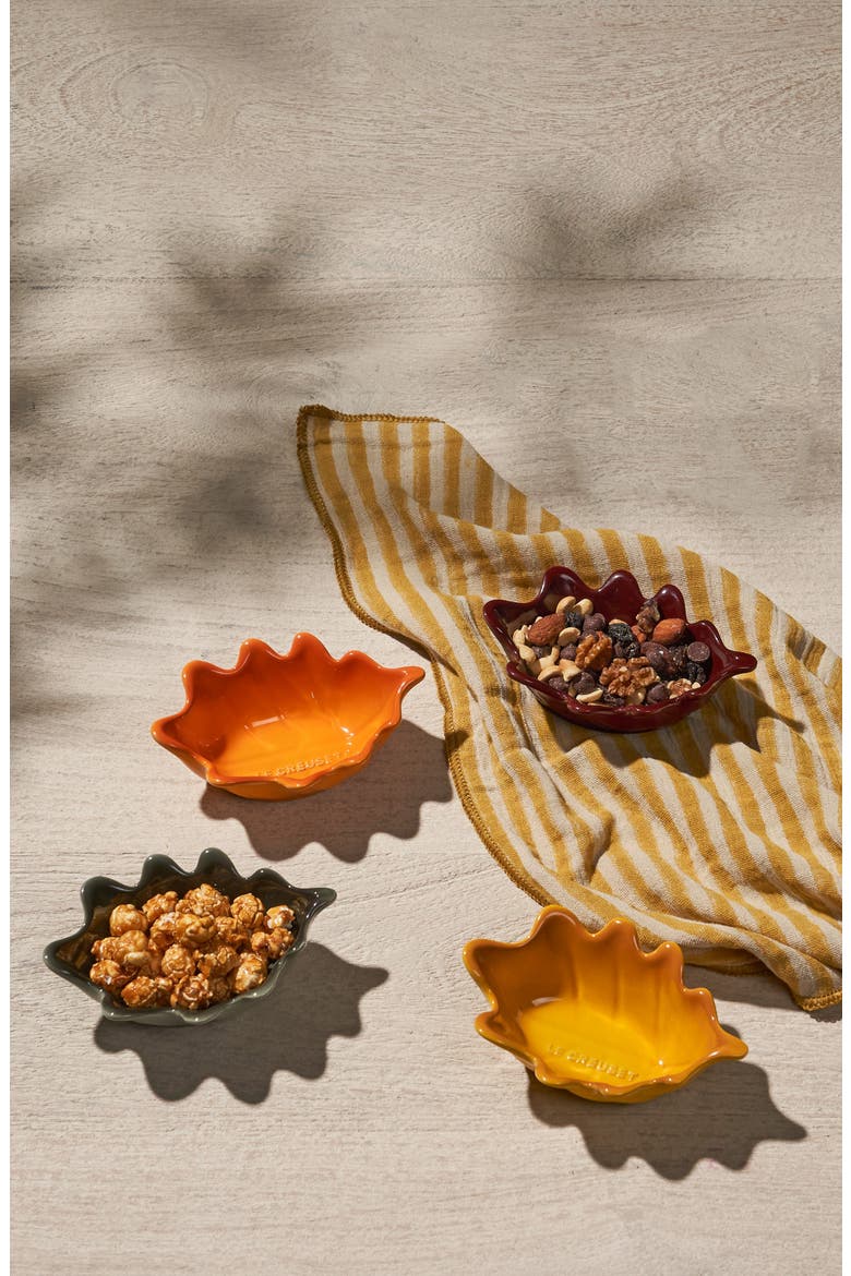 4-Piece Set Mini French Leaf Bowls, Alternate, color, ORANGE MULTICOLOR