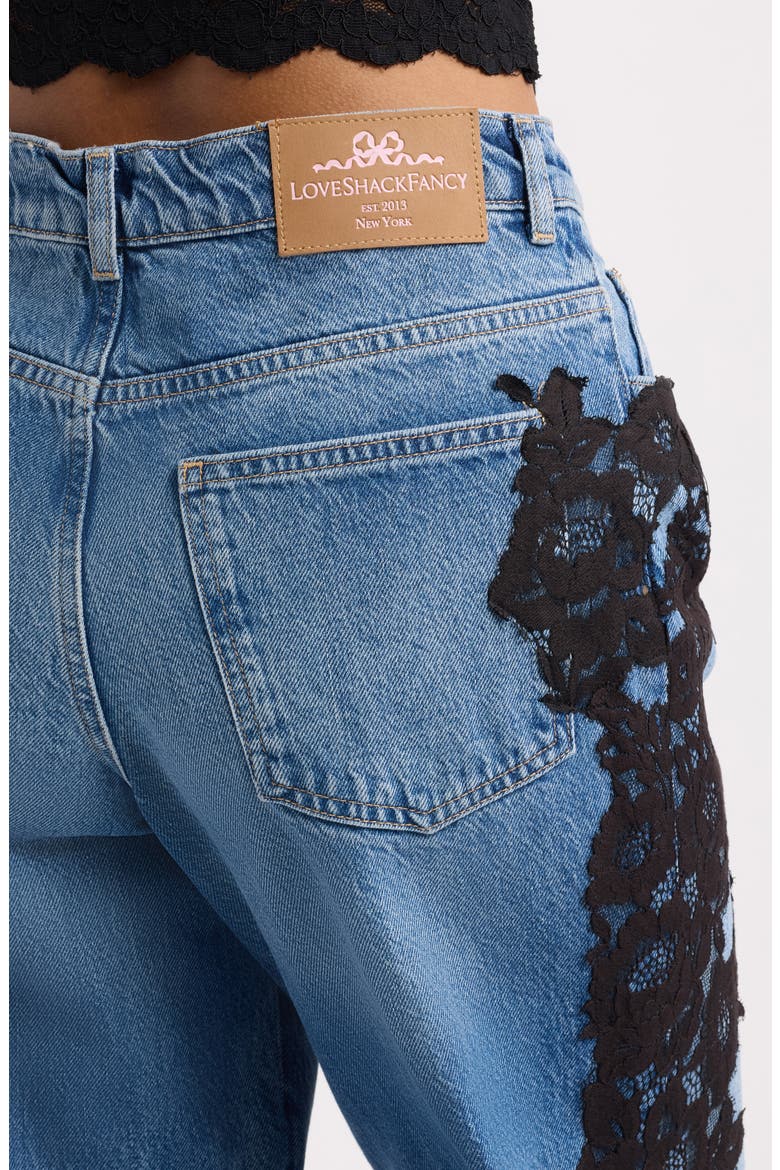 Bambie Lace Appliqué Jeans, Alternate, color, HEIRLOOM INDIGO