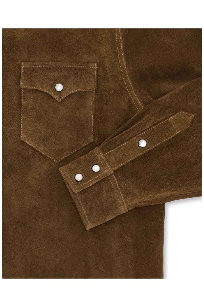 Ranch Texan Suede Leather Shirt, Alternate, color, BROWN