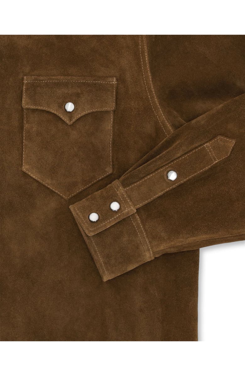 Fortela Ranch Texan Suede Leather Shirt, Alternate, color, Brown