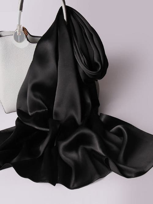 Silksilky Pure Silk Solid Color Rectangle Long Scarf/shawl 170x53cm/67 In Black