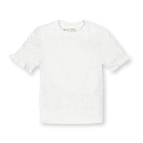 HOPE & HENRY HOPE & HENRY GIRLS' ORGANIC RUFFLE EDGE SWEATER TOP, KIDS