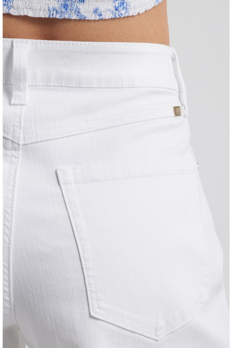 Frayed High Waist A-Line Denim Shorts, Alternate, color, WHITE