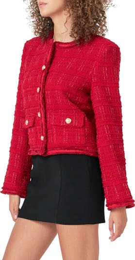 Fringe Trim Tweed Jacket