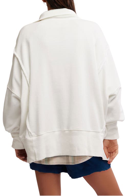 Free People Camden Henley Sweatshirt In Optic White