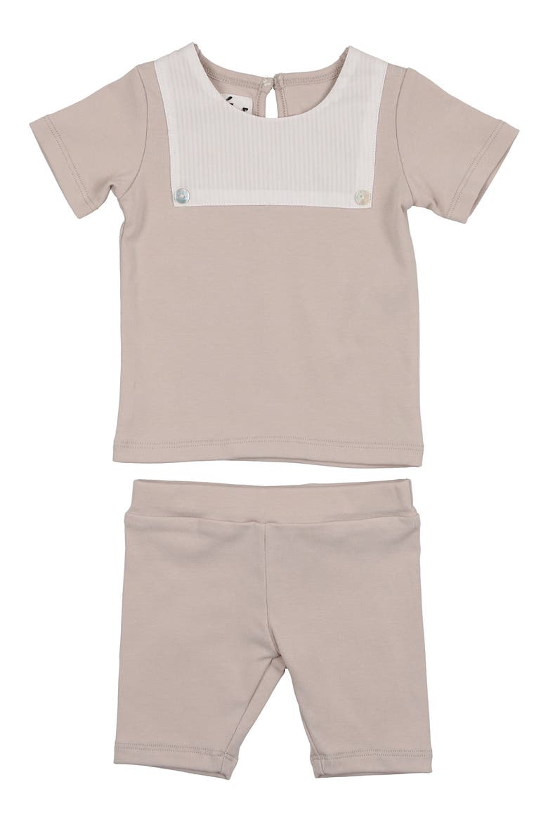 Kids' Bibbed T-Shirt & Pull-On Shorts Set, Main, color, SLATE