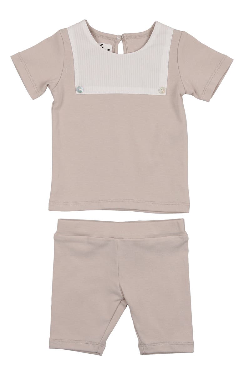 Manière Kids' Bibbed T-Shirt & Pull-On Shorts Set, Main, color, Slate
