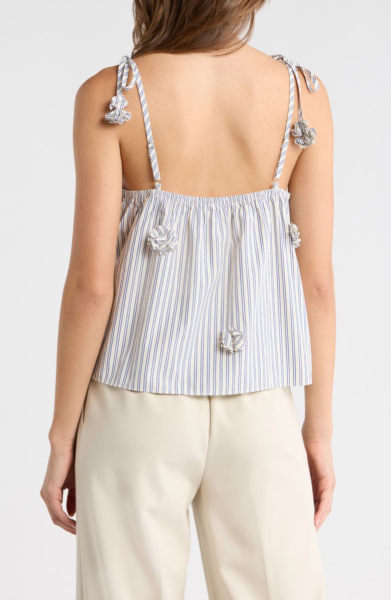 MAUDE CLUB Paige Rosette Detail Stripe Cotton Blend Take, Alternate, color, Sand Navy Stripe