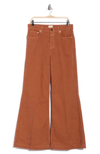 Closed Milo Wide Leg Flare Corduroy Pants In Brown