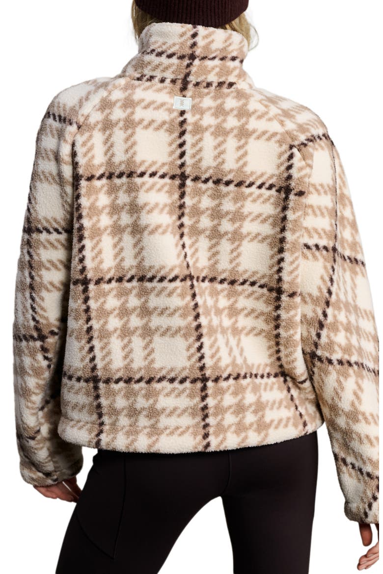 Teddy Fleece Half-Zip Pullover, Alternate, color, OFF WHITE PLAID