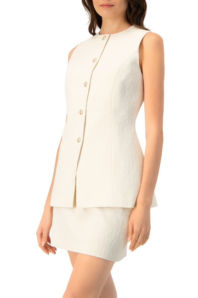 Tailored Vest with Front Buttons, Alternate, color, Ivory