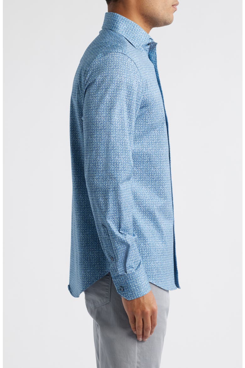 OoohCotton® Devon Abstract Print Button-Up Shirt, Alternate, color, COBALT