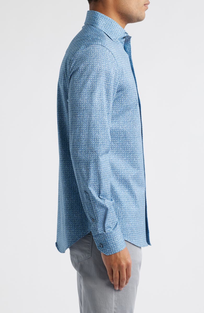 Bugatchi OoohCotton<sup>®</sup> Devon Abstract Print Button-Up Shirt, Alternate, color, Cobalt