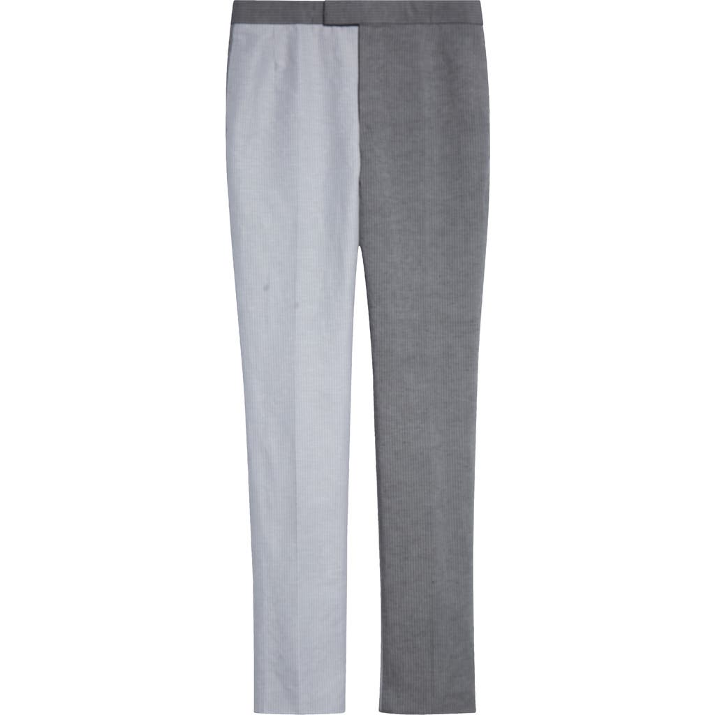 Thom Browne Stripe Colorblock Linen & Cotton Backstrap Pants