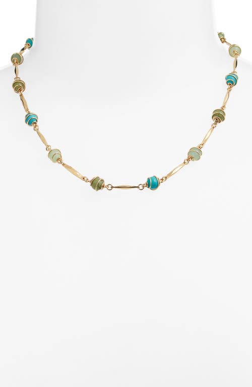 Gas Bijoux Perla Serti Beaded Station Necklace In Blue Shades