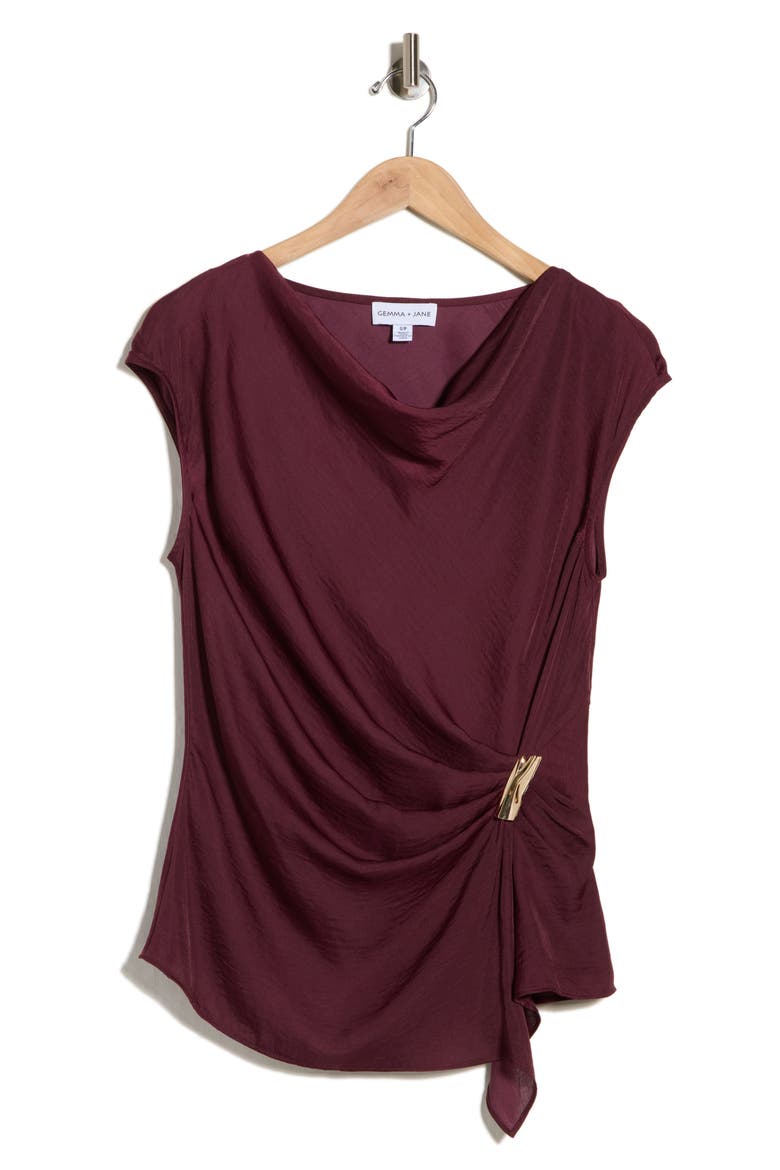 Draped Asymmetrical Top, Alternate, color, FIG