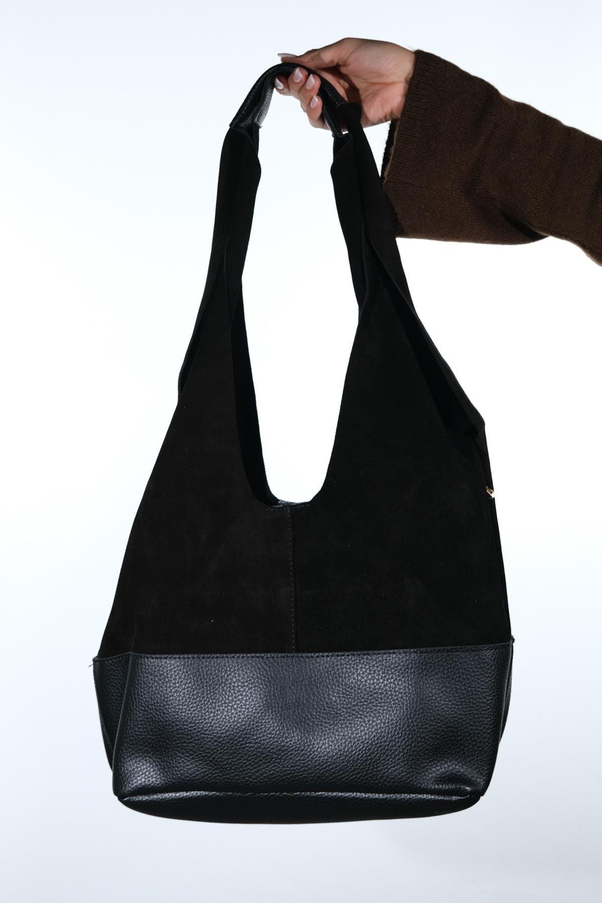 Forever & Always Shoes Avos Leather Shoulder Bag, Main, color, Black Suede