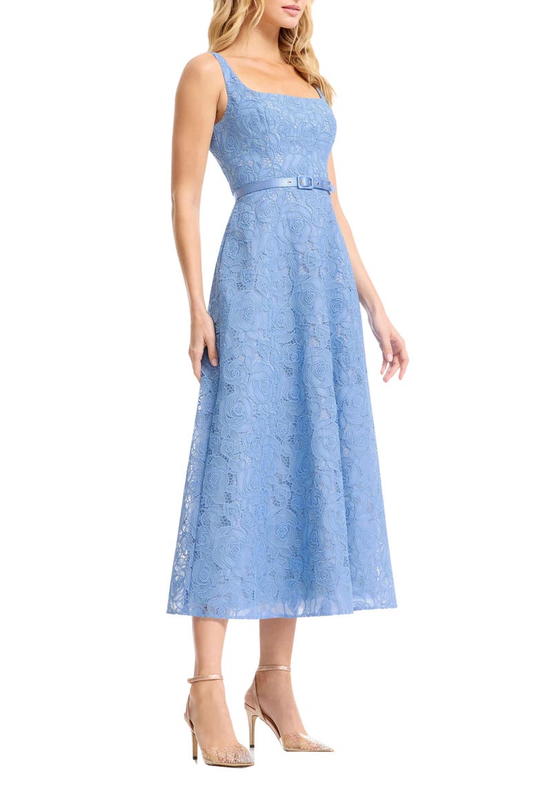 Shelby Floral Guipure Lace Cocktail Midi Dress, Alternate, color, SKY