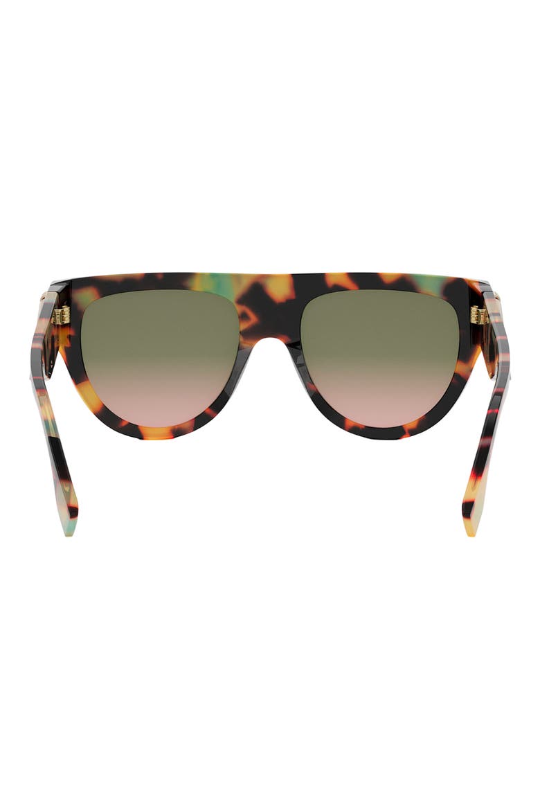 'Fendi First 139mm Flat Top Sunglasses, Alternate, color, HAVANA/ OTHER / GRADIENT GREEN