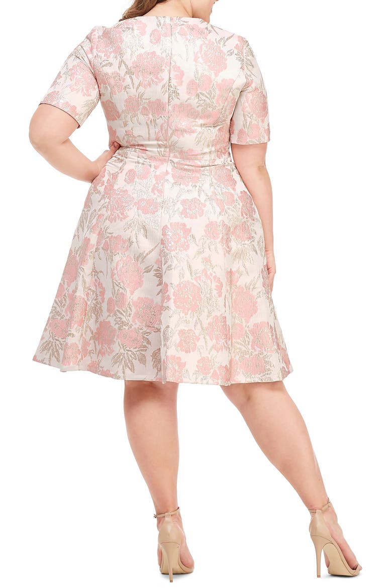 Adair Pink Passion Rose Jacquard Fit & Flare Dress, Alternate, color, PINK PEARL