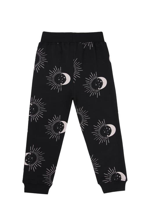 Turtledove London Kids Organic Cotton Astrology Print Joggers In Black