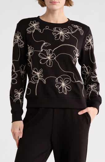 T Tahari Embroidered Scuba Sweatshirt