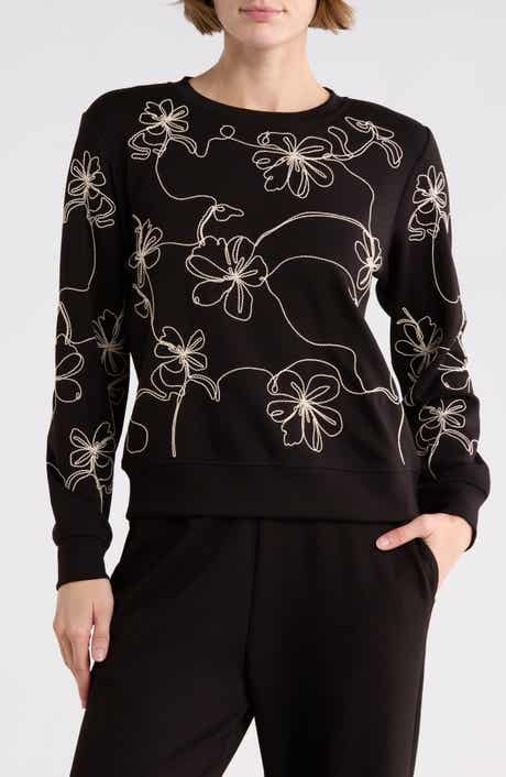 T Tahari Embroidered Scuba Sweatshirt