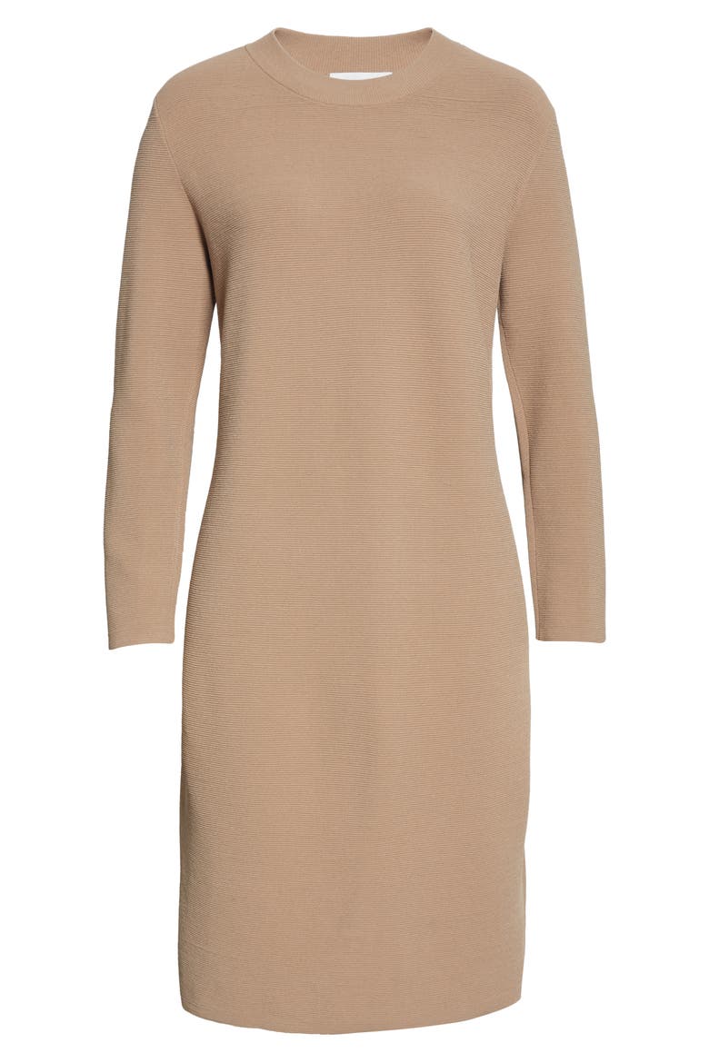 Long Sleeve Ribbed Sweater Dress, Alternate, color, TAN