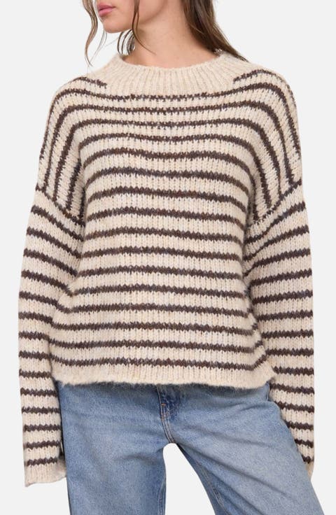 Stripe Mock Neck Sweater