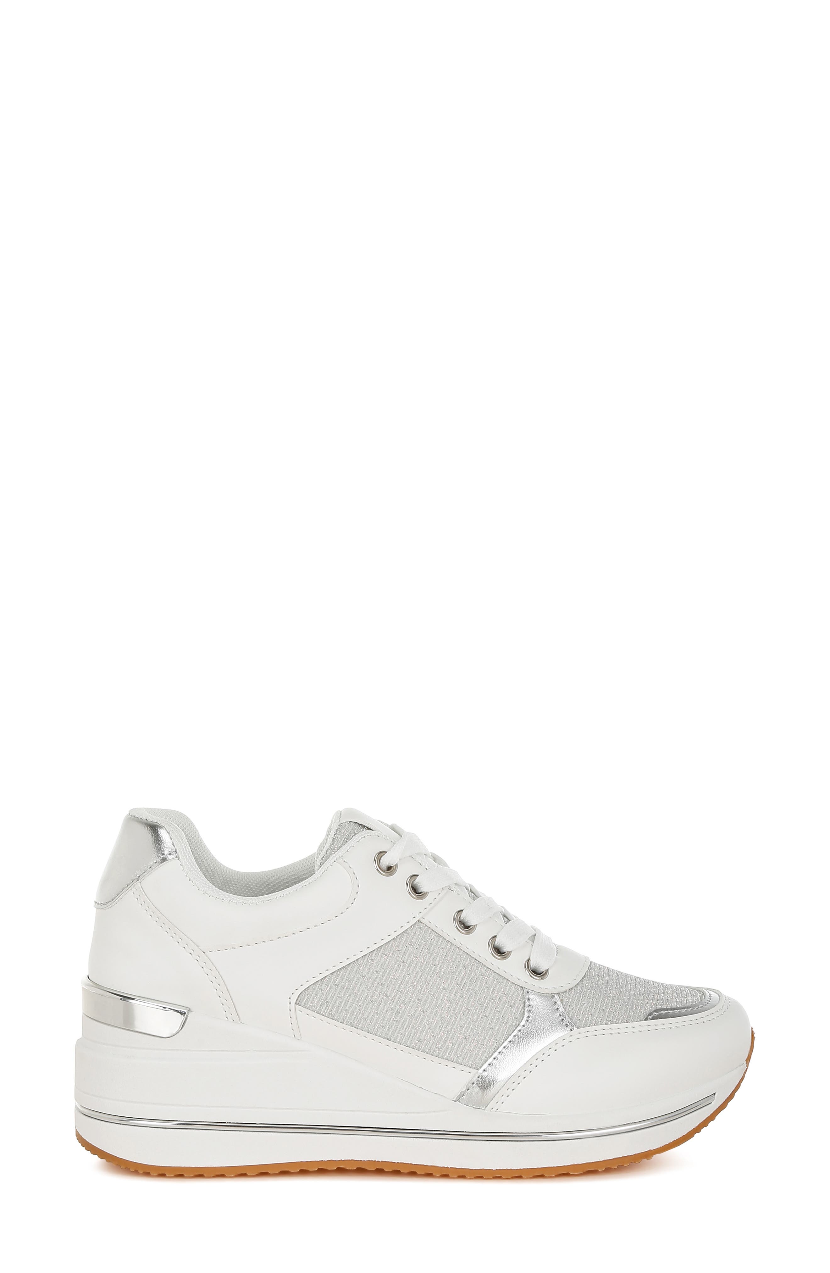 Vespera Wedge Sneaker, Alternate, color, WHITE