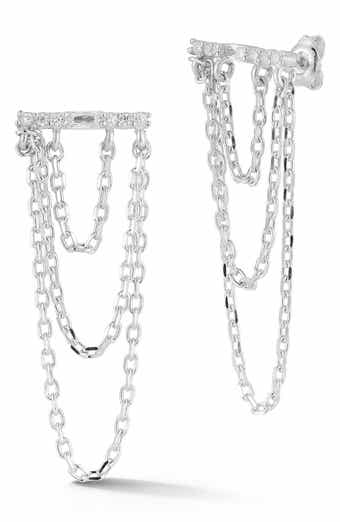 Cubic Zirconia Triple Chain Drop Earrings