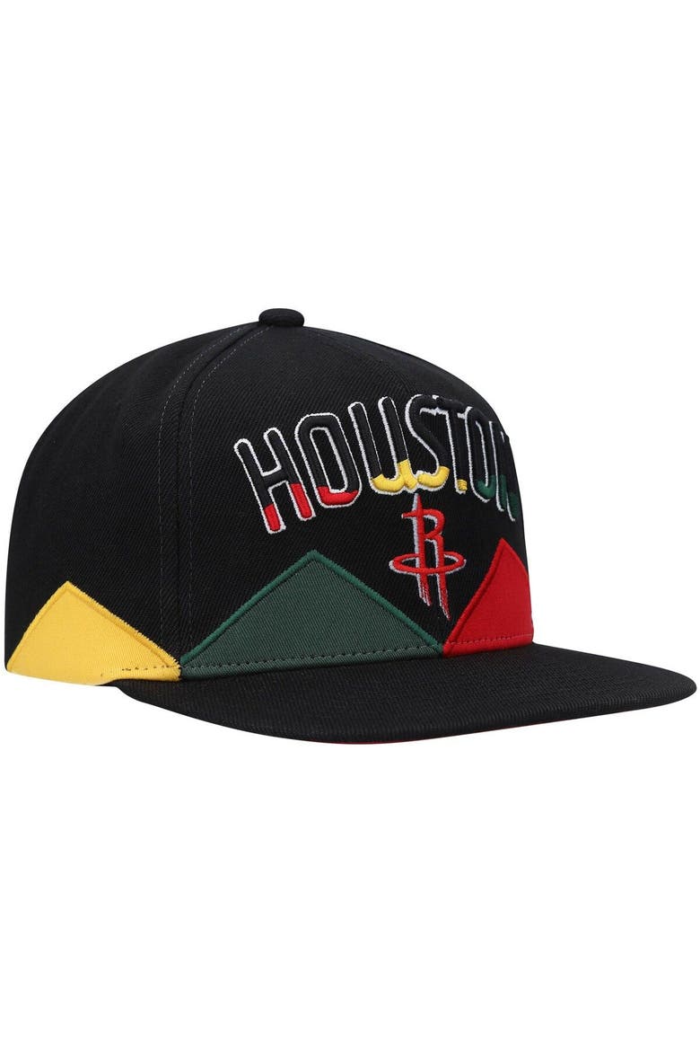 Men's Mitchell & Ness Black Houston Rockets Black History Month Snapback Hat, Alternate, color, Black