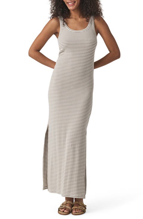 Lina Stripe Rib Cotton Blend Tank Dress