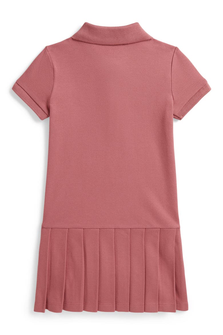 Kids' Stretch Mesh Pleated Polo Dress, Alternate, color, PINK