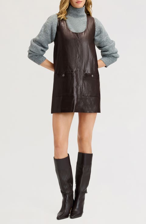 Faux Leather Pinafore Dress
