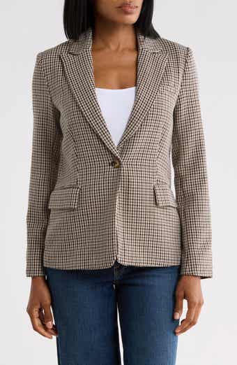Houndstooth One-Button Blazer