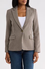 Amanda & Chelsea Houndstooth One-Button Blazer