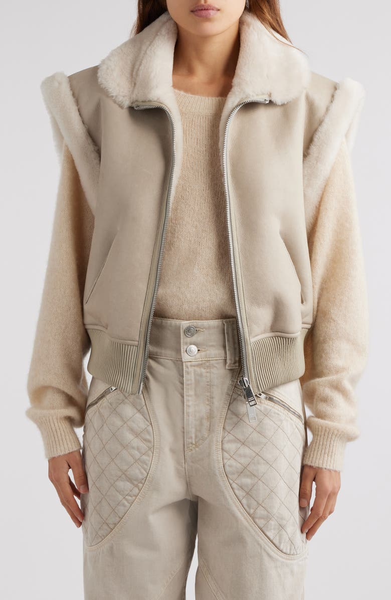 Isabel Marant Edwina Genuine Shearling Vest, Main, color, 